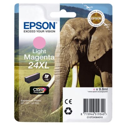 Epson Elephant 24XL Claria Photo Hd Ink, High Yield Ink Cartridge, Light Magenta Single Pack, C13T24364010 Epson Elephant 24XL Claria Photo Hd Ink, High Yield Ink Cartridge, Light Magenta Single Pack, C13T24364010